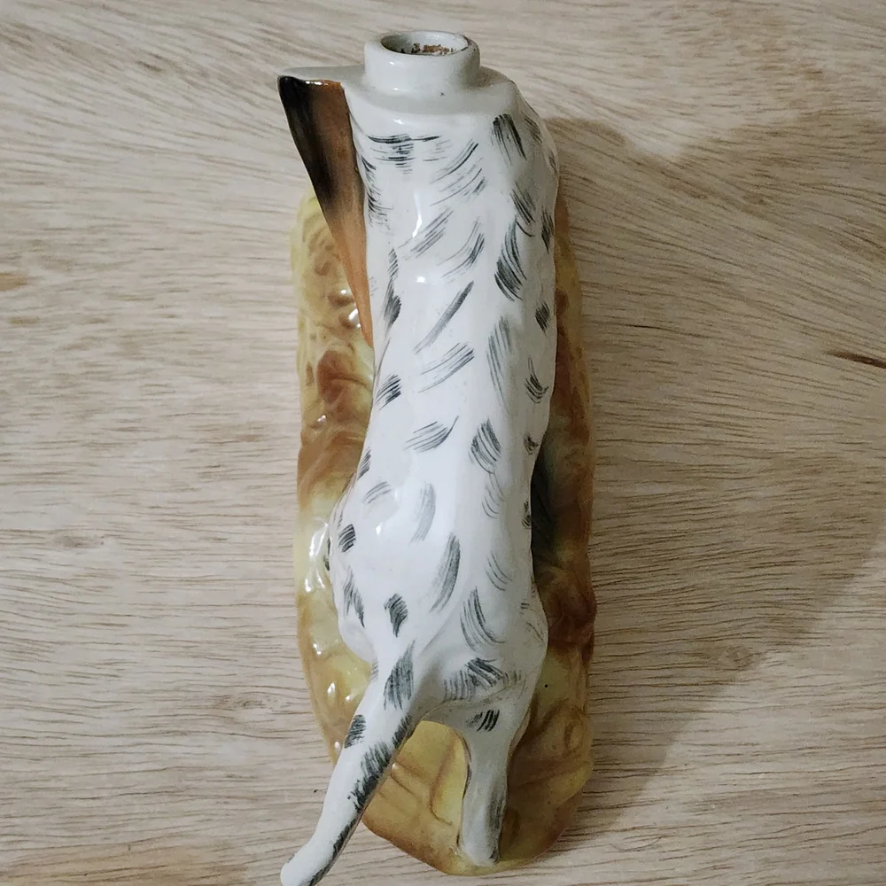 Ceramic Dog Figurine - White and Brown
